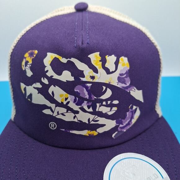 LSU Tigers Dad Hat Cap Strap Back Mesh Soft Flexible Bill Womens Purple - Picture 2 of 7